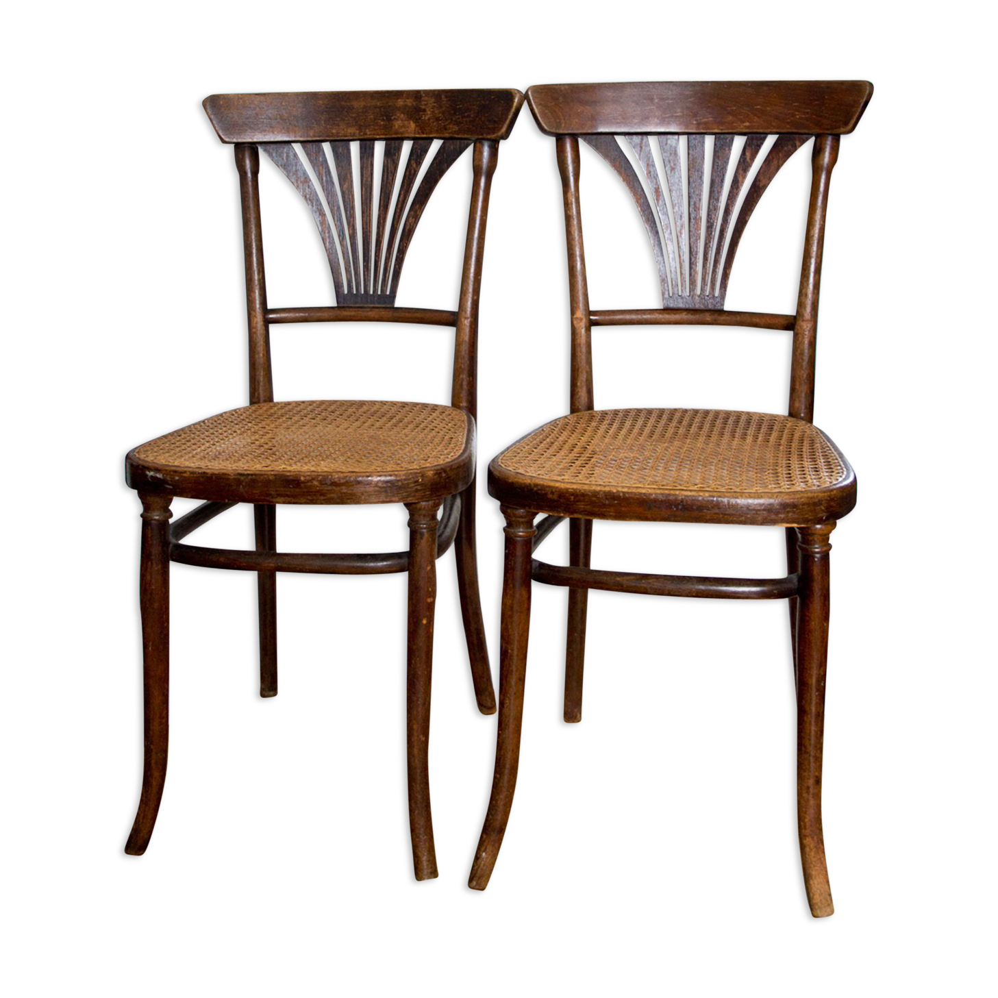 Paire de chaises bistrot cannées Thonet