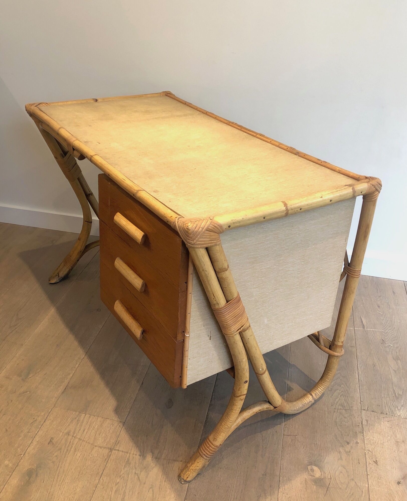Rattan desk around 1970