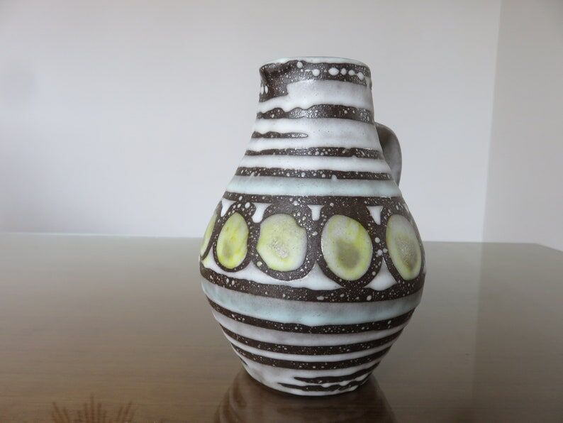 Green and grey ceramic pitcher 60s