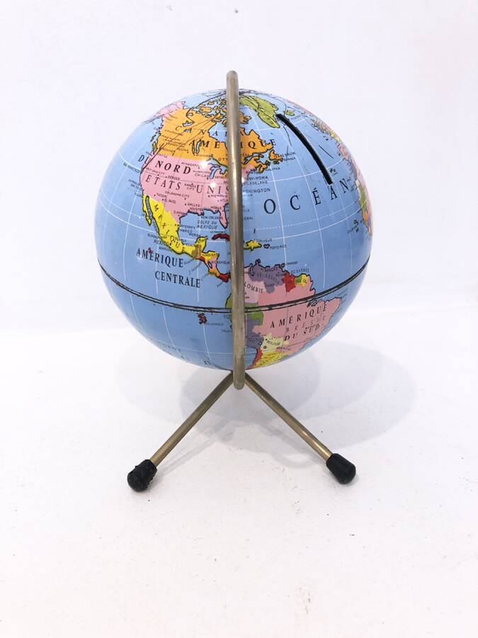 Globe piggy bank, 1950