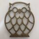 Old gold owl owl trivet in brass