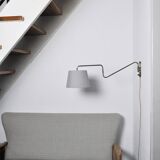 Danish Brass Swing Arm Wall Lamp, 1950s