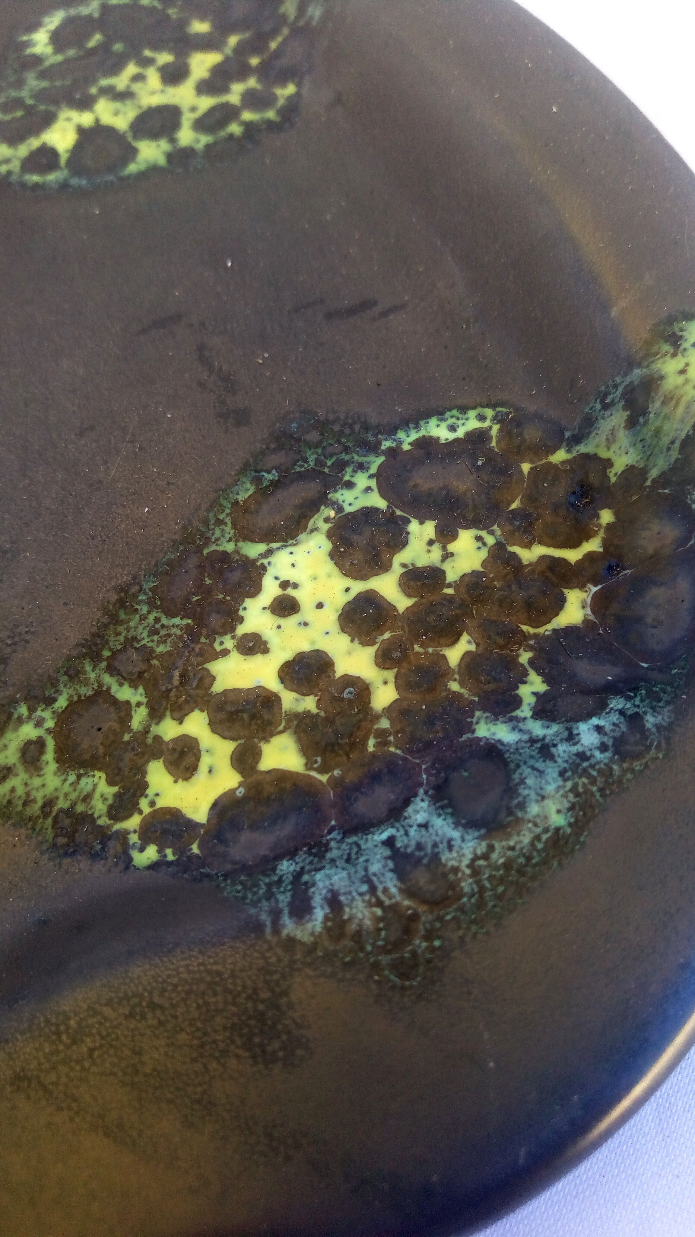 Black and green enamelled ceramic tray