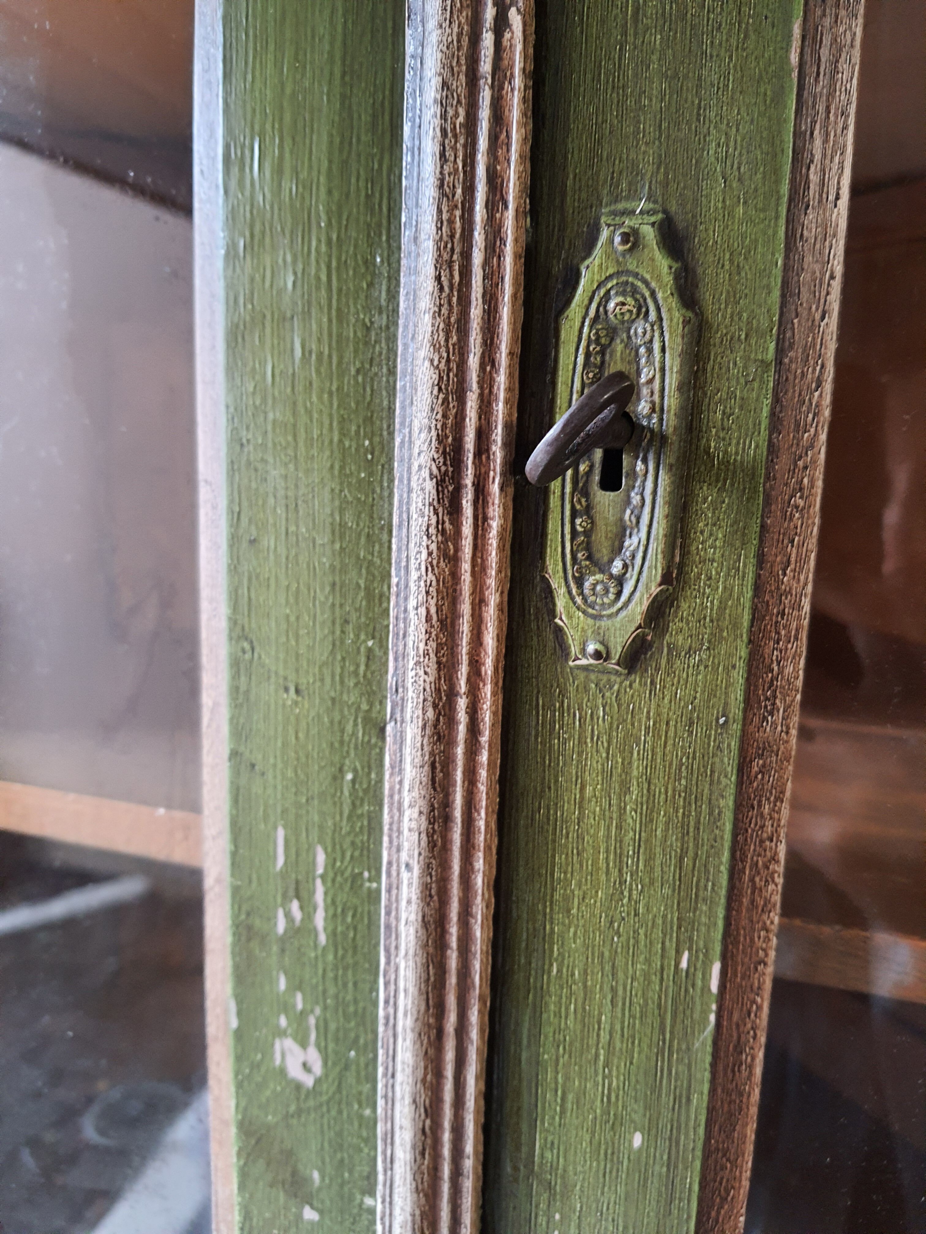 Hand-painted and signed notched cabinet