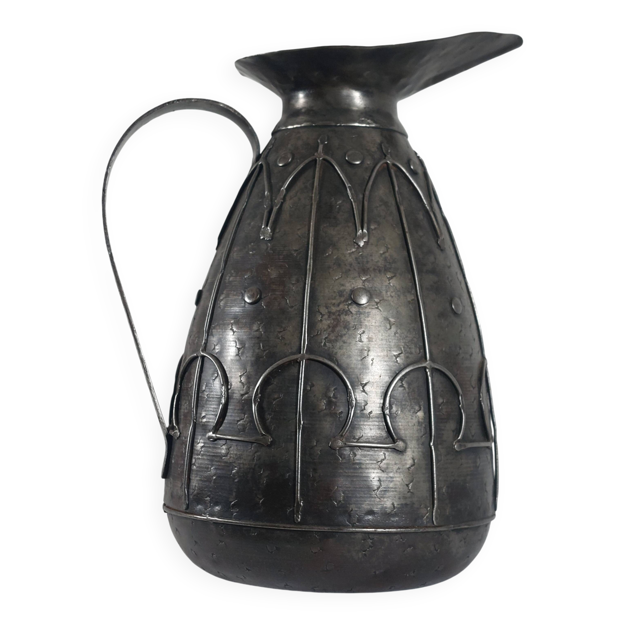 Rare hand-forged metal pitcher and craftsmanship from France.