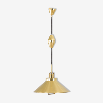 Mid-Century Danish Brass P-295 Adjustable Pendant Lamp By Fritz Schlegel For Lyfa, 1960s.