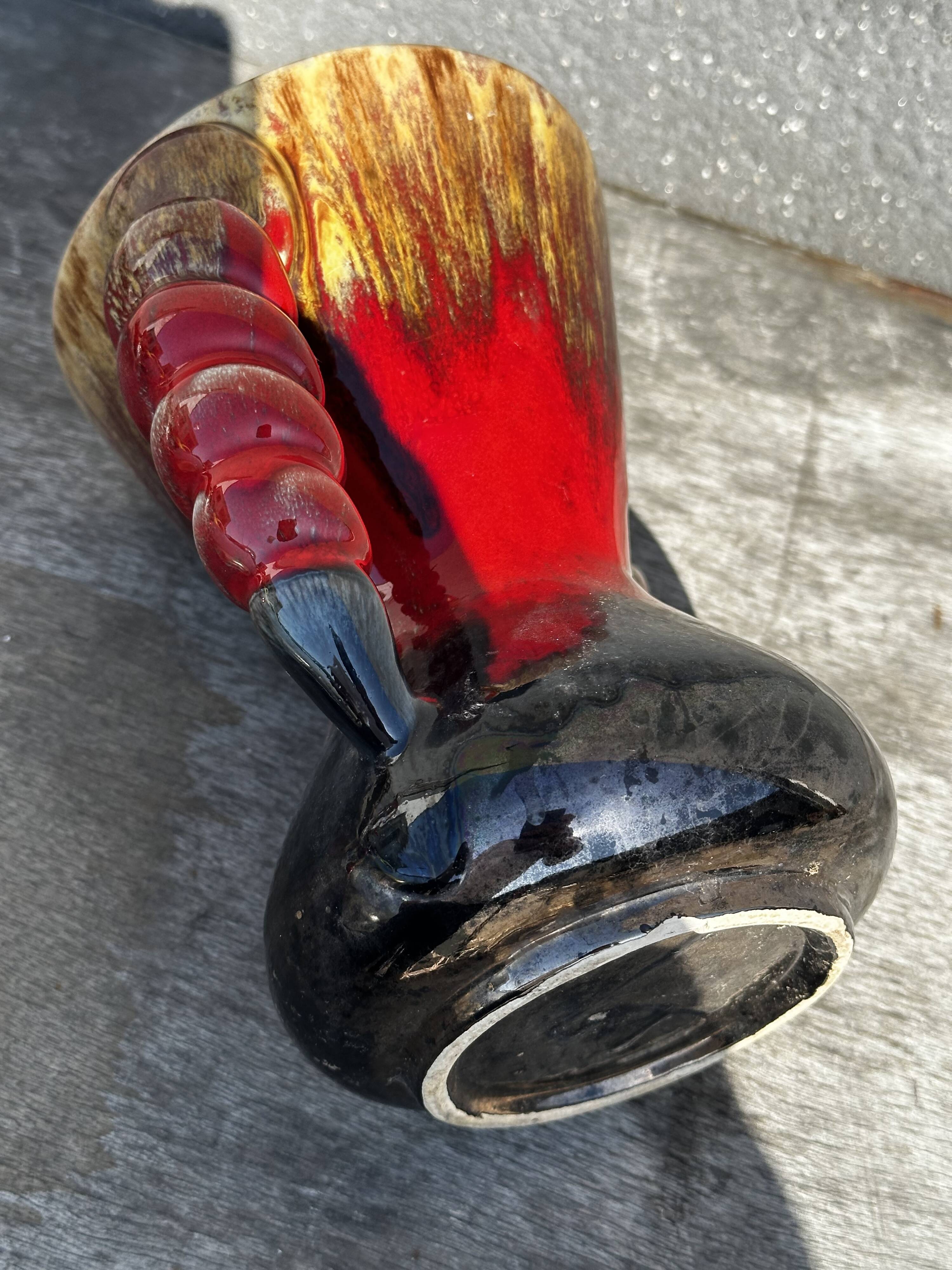 Vintage ceramic vase from Vallauris, signed JAC