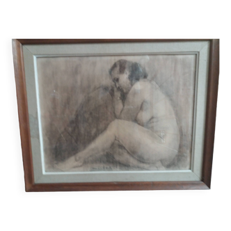 Painting: nude woman in pencil