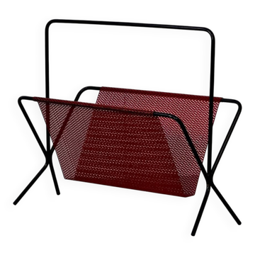 Porte-revues moderniste noir et rouge de Pilastro, années 1950
