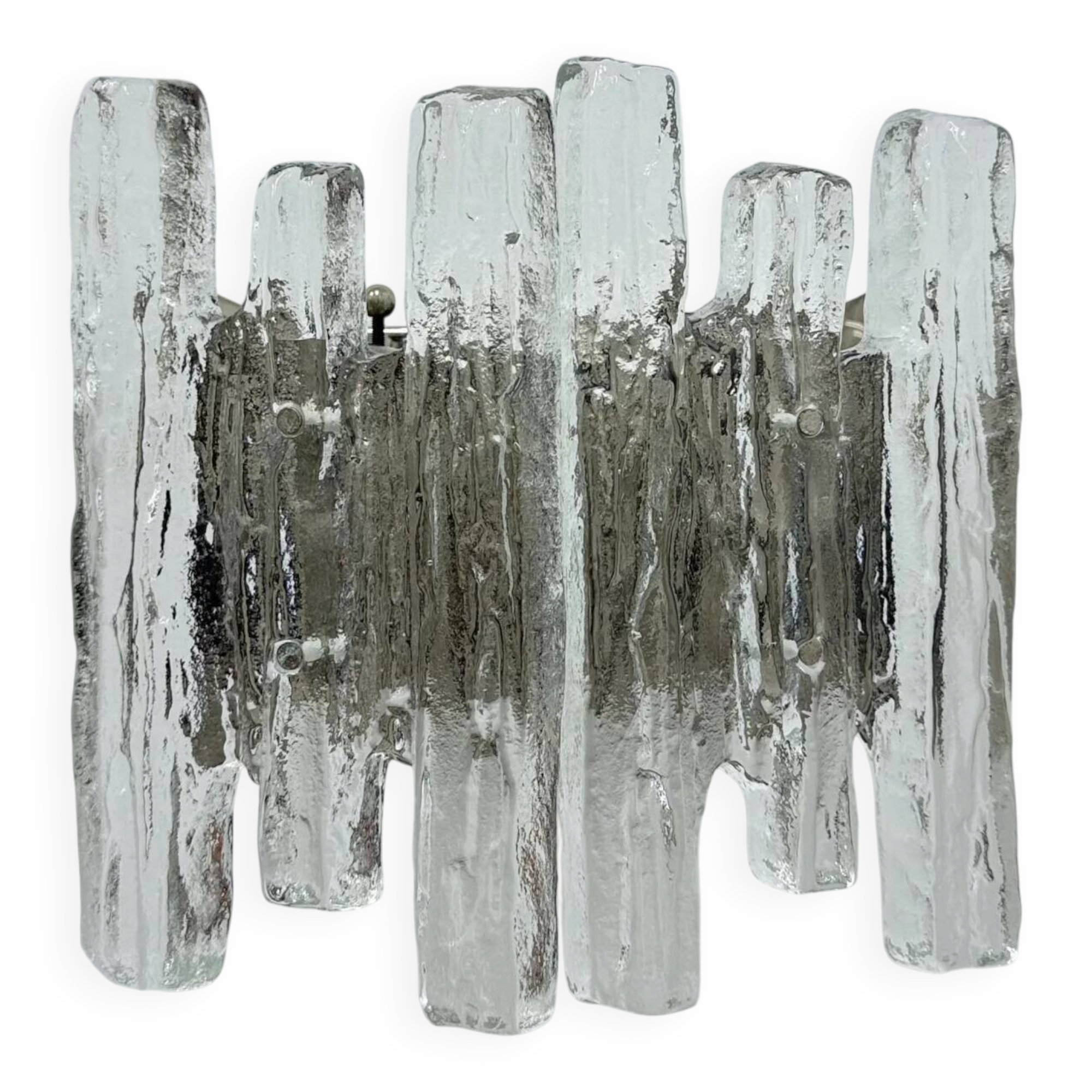 Wall sconce ice glass and metal by J.T. Kalmar for Kalmar, 60s