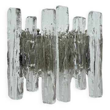 Wall sconce ice glass and metal by J.T. Kalmar for Kalmar, 60s