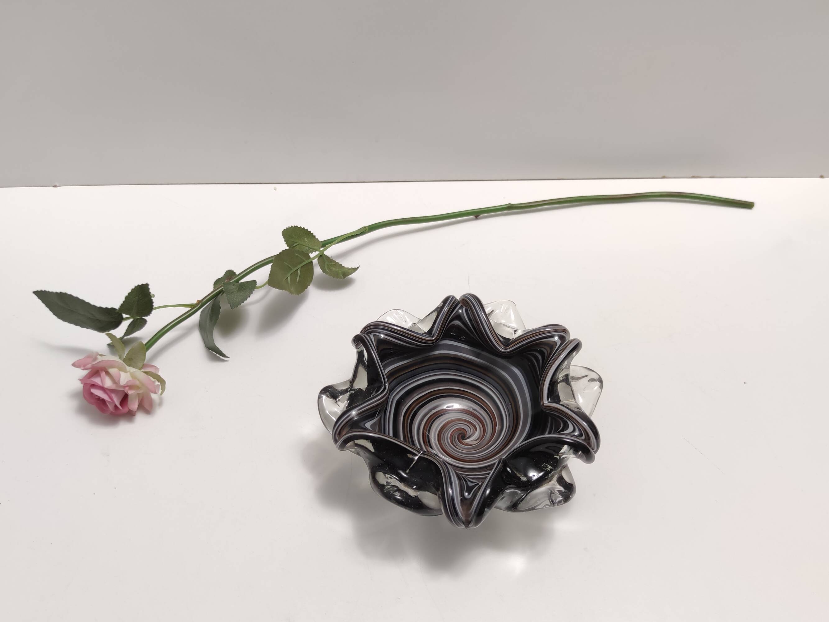 Black Murano Glass Ashtray - Trinket Bowl by Fratelli Toso