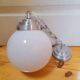 Art Deco white opaline glass globe pendant light