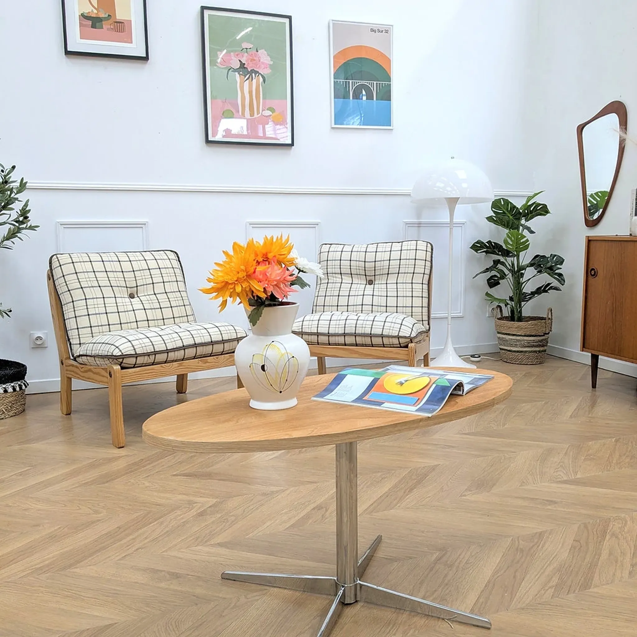 Retro coffee table with a star-shaped metal base, 1970s.