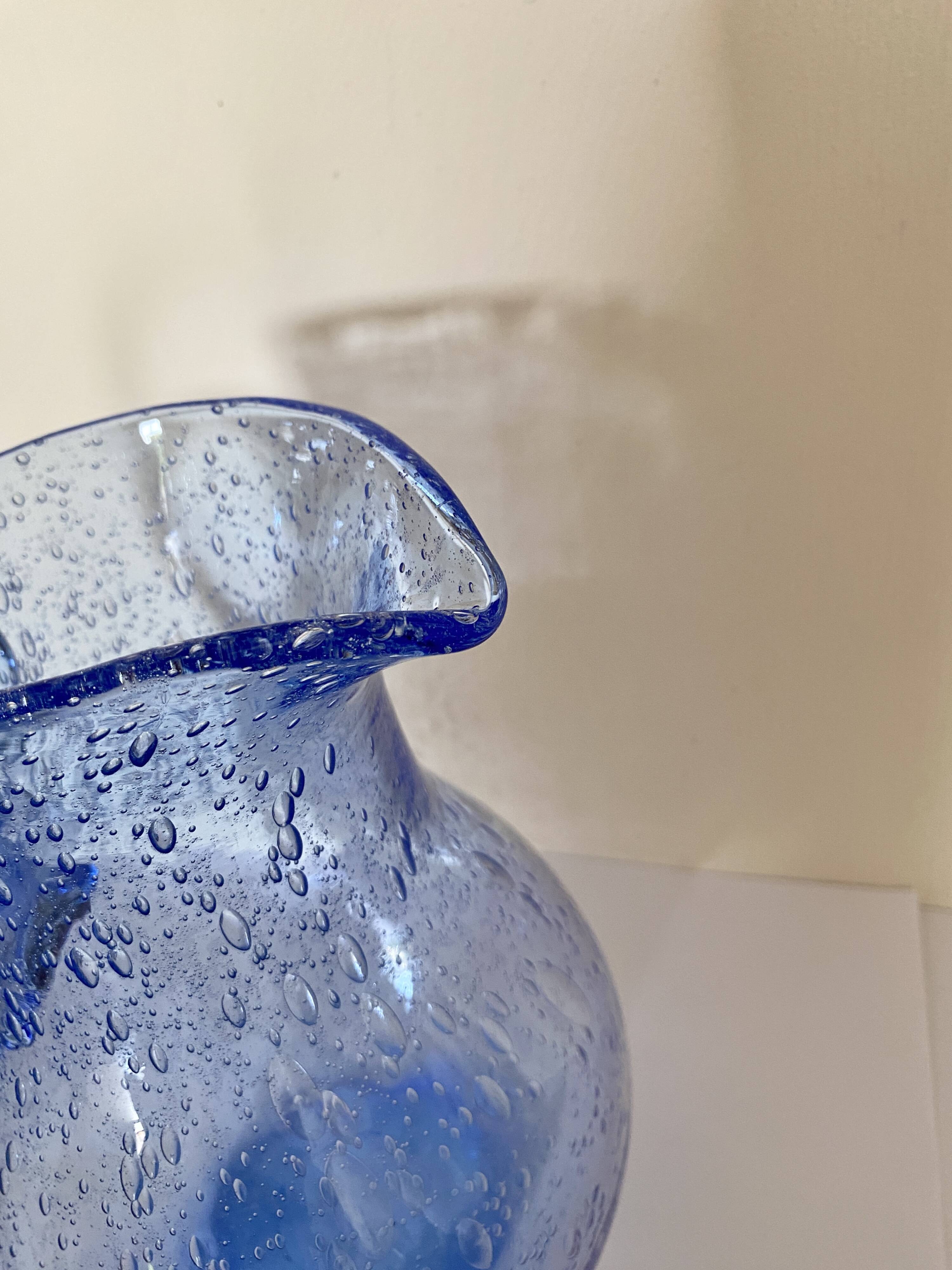 Biot bubble glass carafe signed