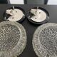 Pair of RZB ceiling lights, moulded glass, 1960. Germany.