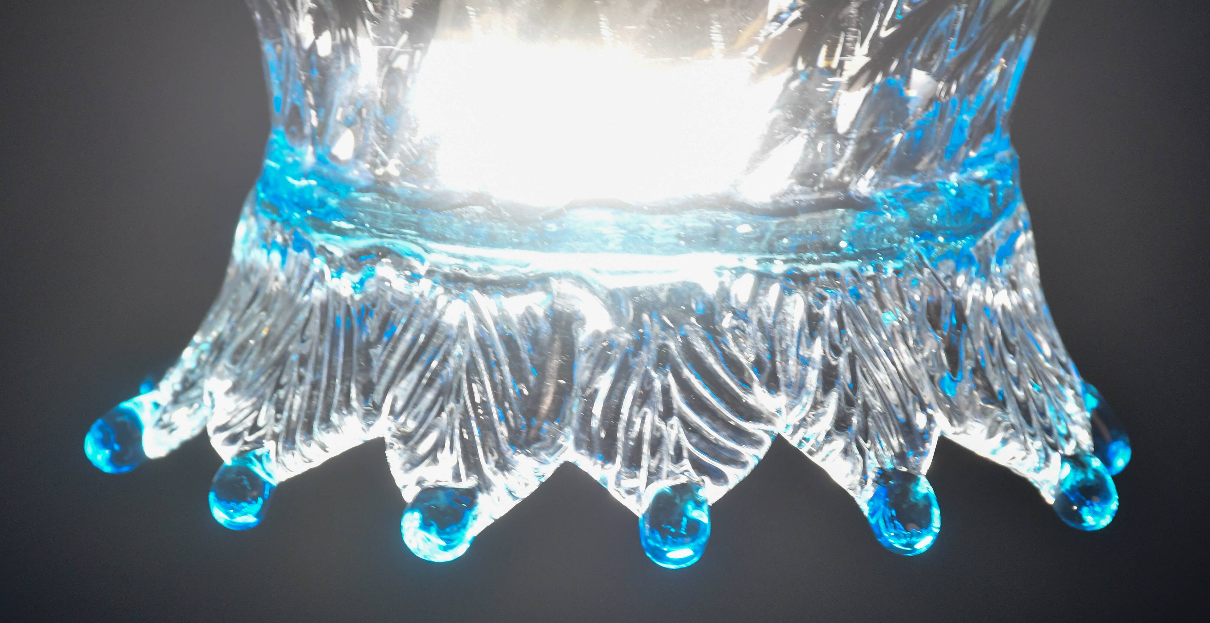 Set of 3 Murano blue glass pendant lights
