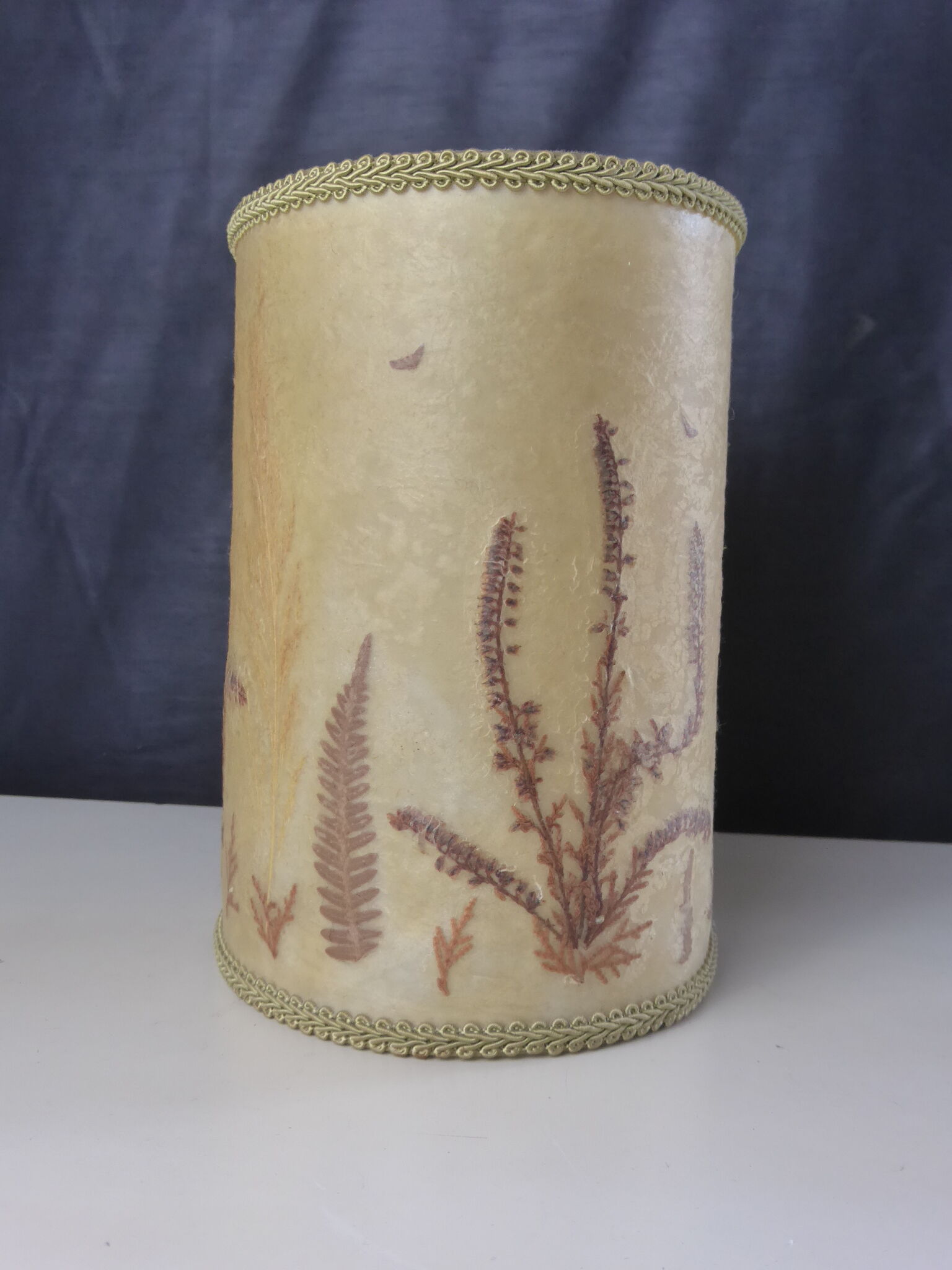 Vintage herbarium lampshade signed C. Loqueneux