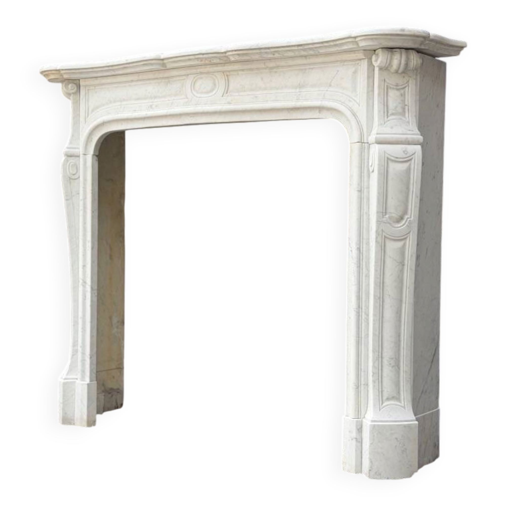 Louis XV style Carrara marble fireplace circa 1900