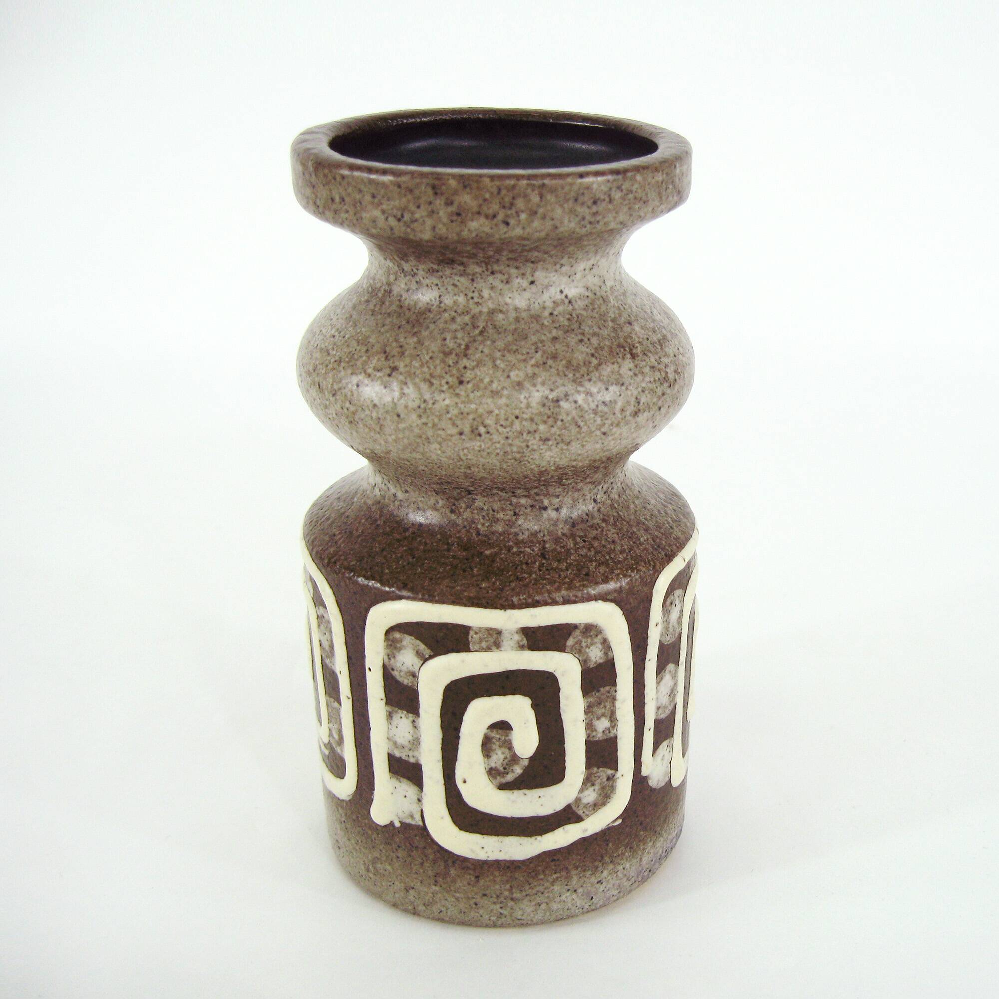 Small brown and beige ceramic vase - VEB Haldensleben - vintage 60s