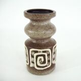 Small brown and beige ceramic vase - VEB Haldensleben - vintage 60s