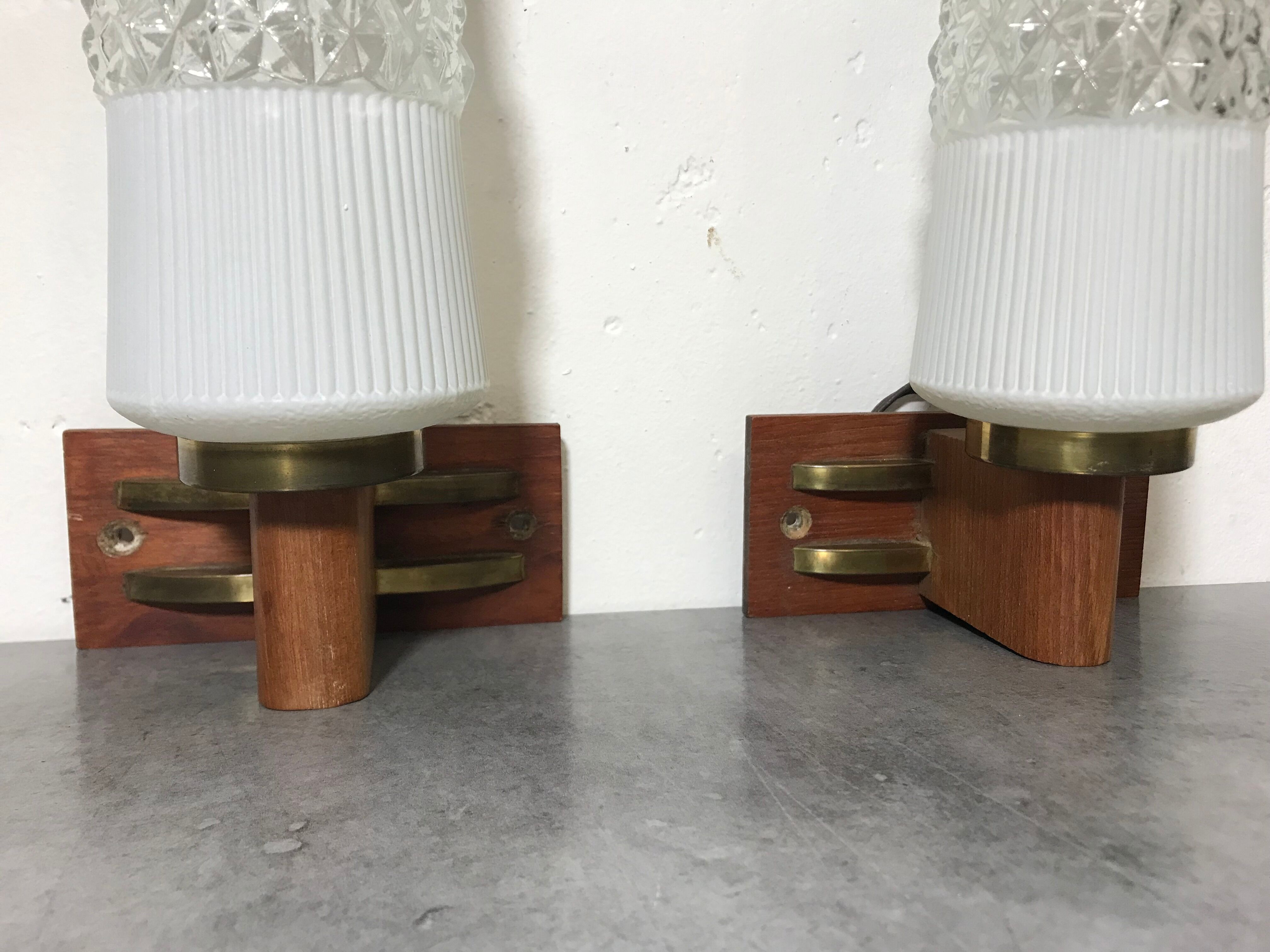 Pair of Mid Century teak wall lamps