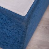 Vintage coffee table from the 70s, blue fabric, tasty designs