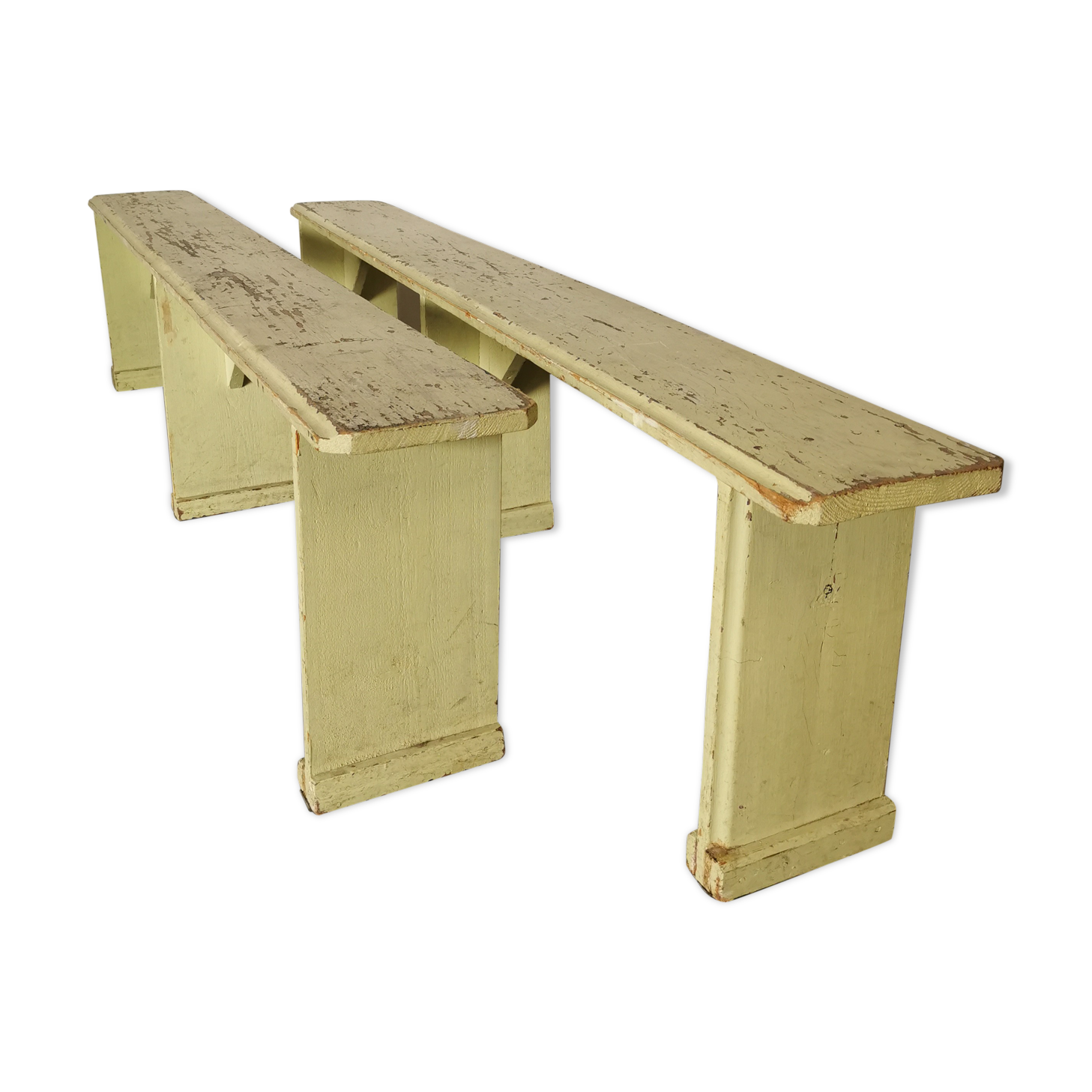 Paire de bancs en bois