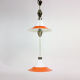 Midcentury ceiling pull down light in white opaine & brass, Czechoslovakia 1960s