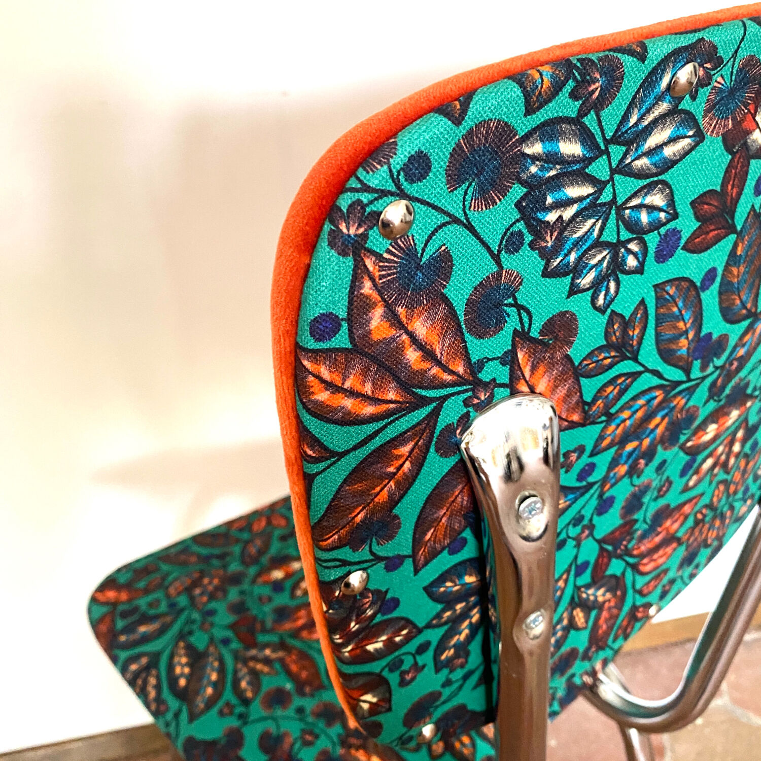 Upcycled vintage chair - rainbow tree green