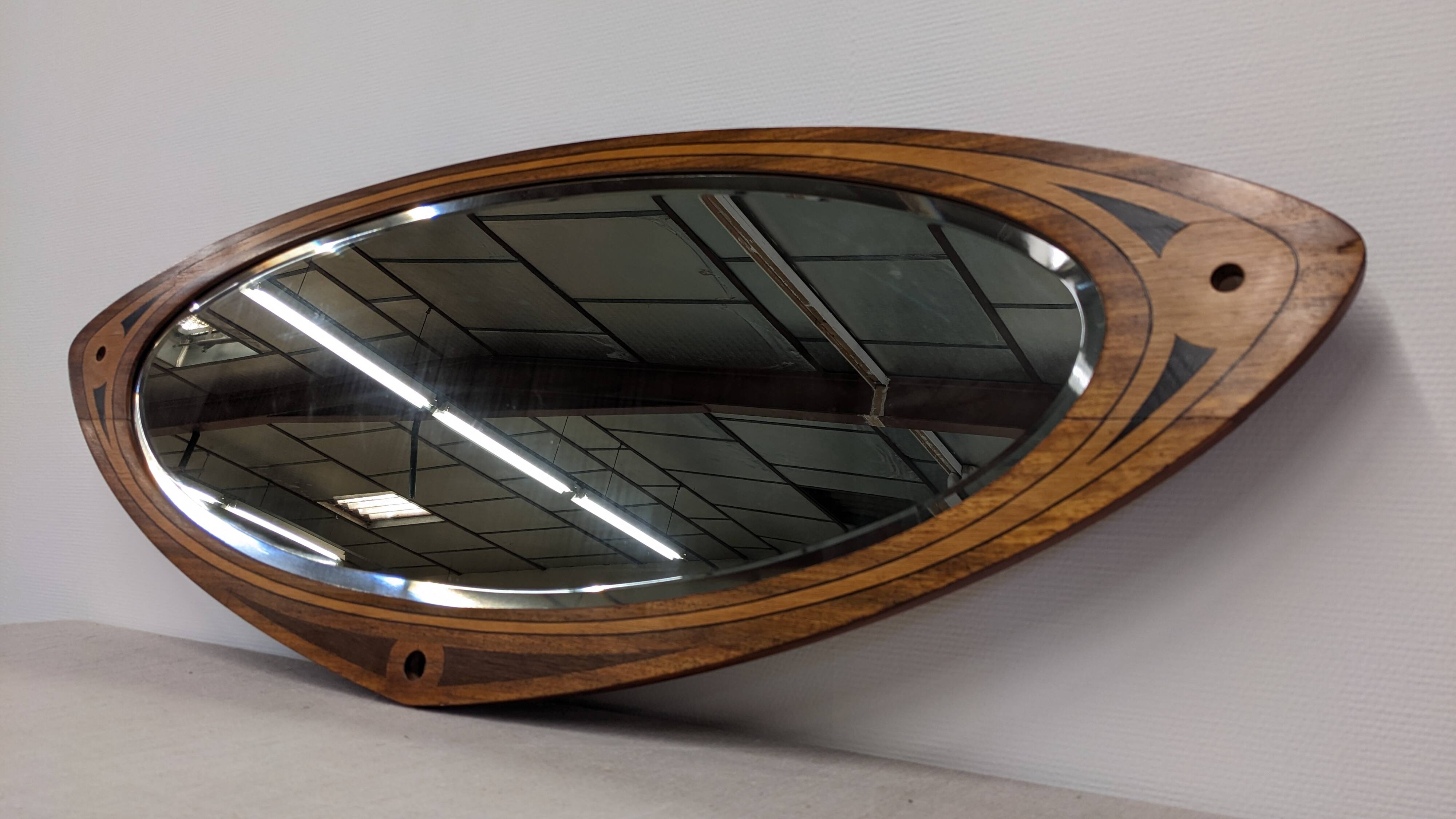 Miroir Art déco XL en marqueterie de bois
