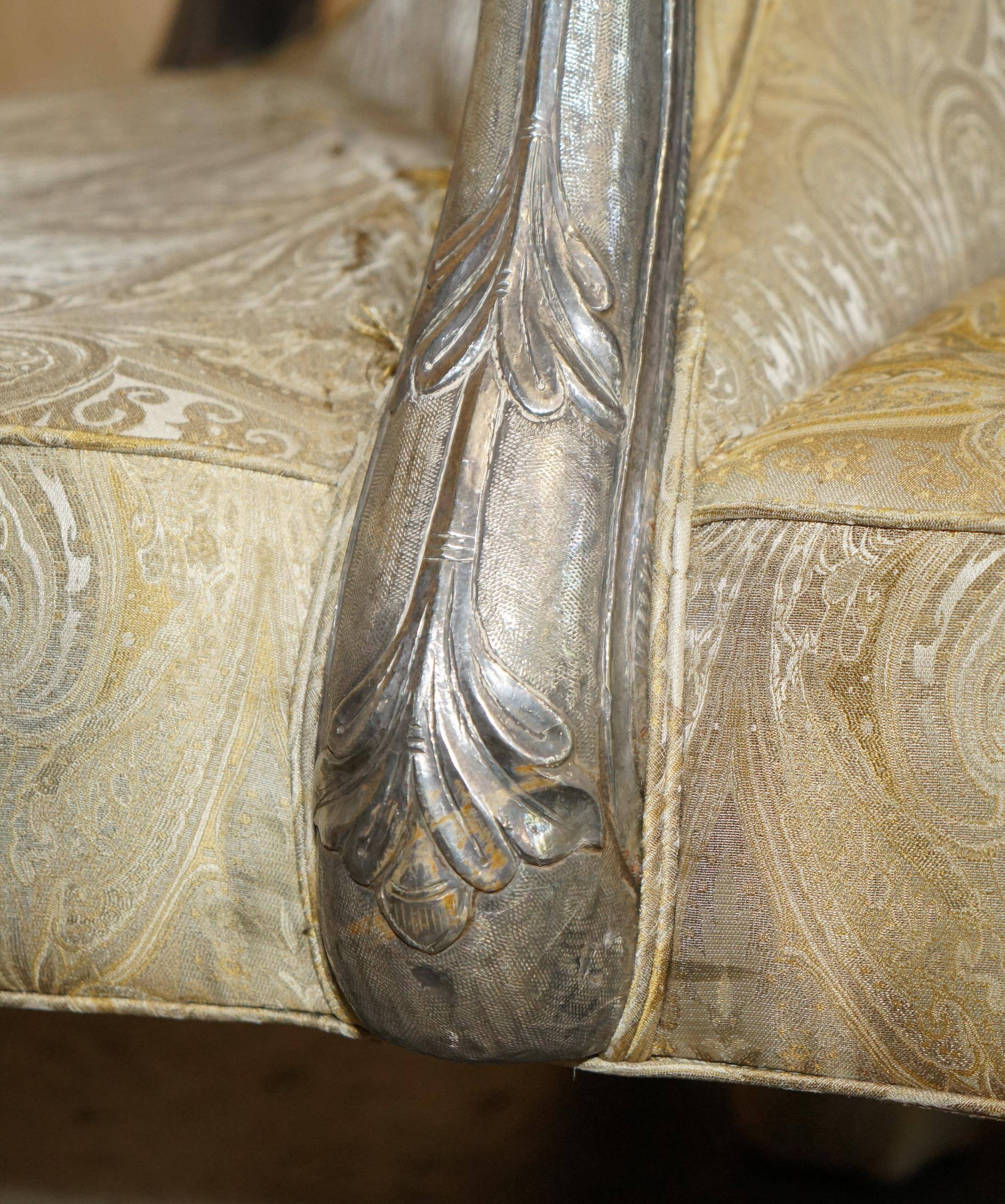 Silver-plated sculpted "Tete a Tete" canapé conversation, antique 19th century.
