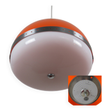 Large Italian pendant light (diameter 50 cm) orange and white Space Age 1960s