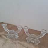 Pair of crystal candle holders