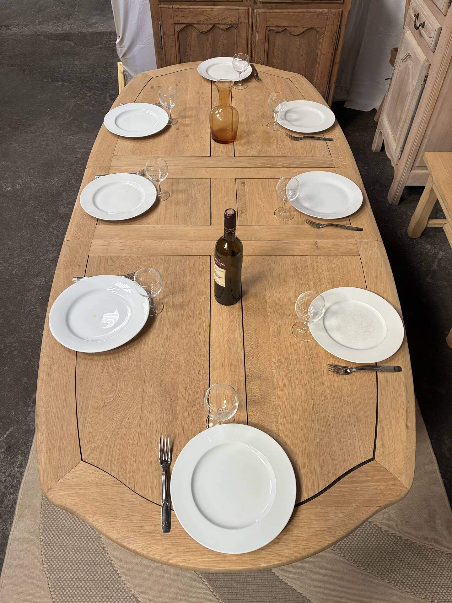 Table de ferme en chêne massif avec rallonges