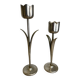 Pair of chromed tulip candle holders, 1970s, Italy