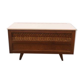 Wooden chest and rattan