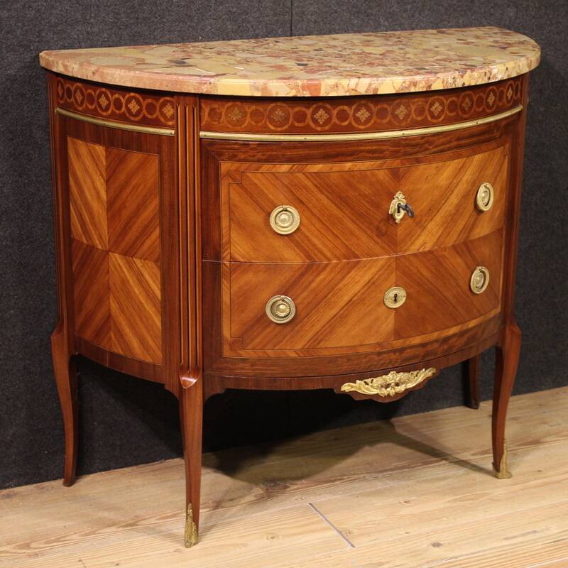French Louis XVI Style Half-Moon Commode