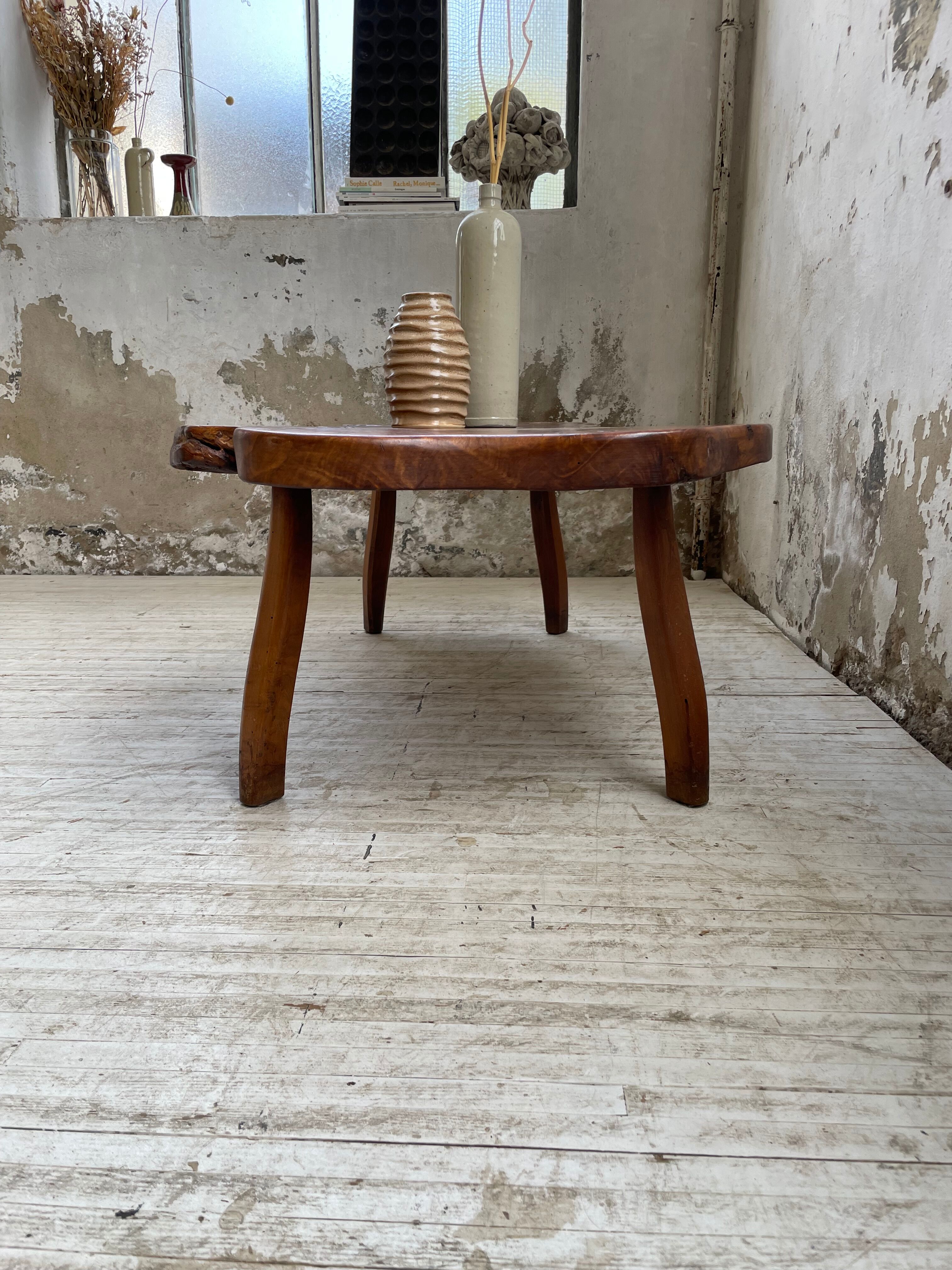 Solid free-form elm coffee table