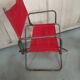 Lot 4 Renolux camping armchairs folding iron and red fabric
