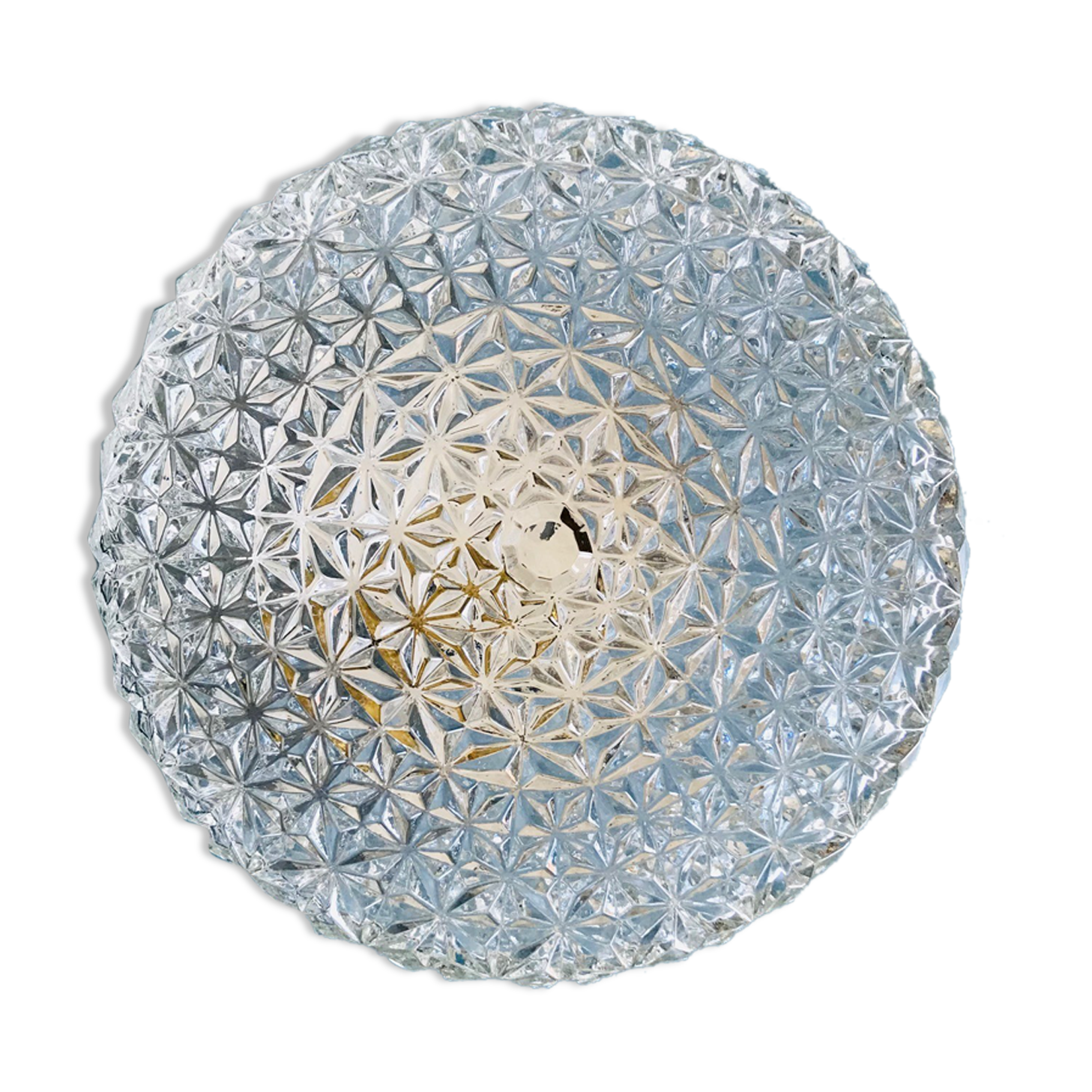 Round ceiling light in chiseled glass