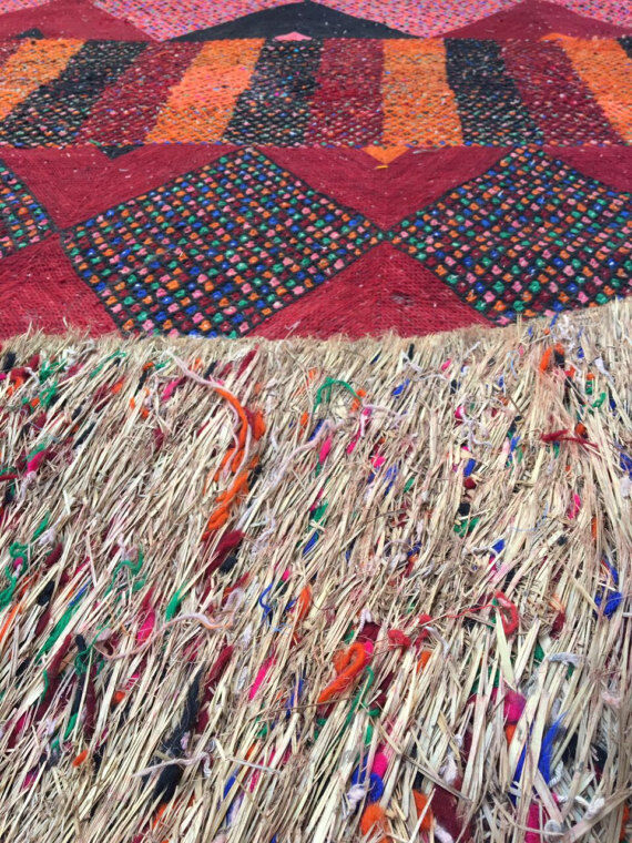 Carpet in wool and straw handmade 310 cm x 190 cm