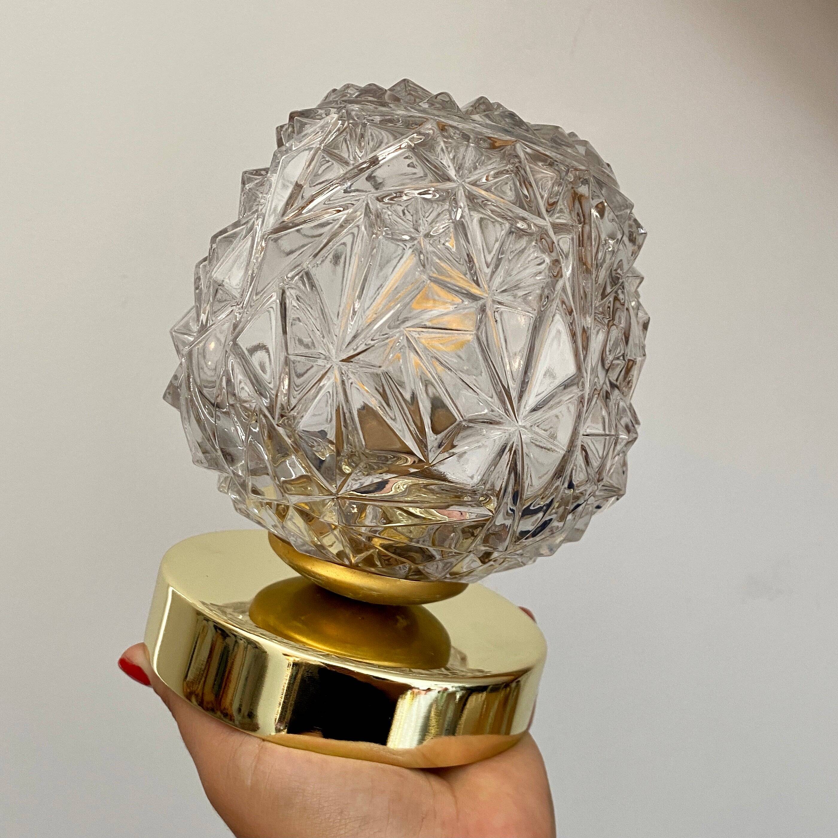 Vintage globe wall / ceiling light in molded glass