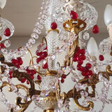 Murano chandelier with red grape pampilles