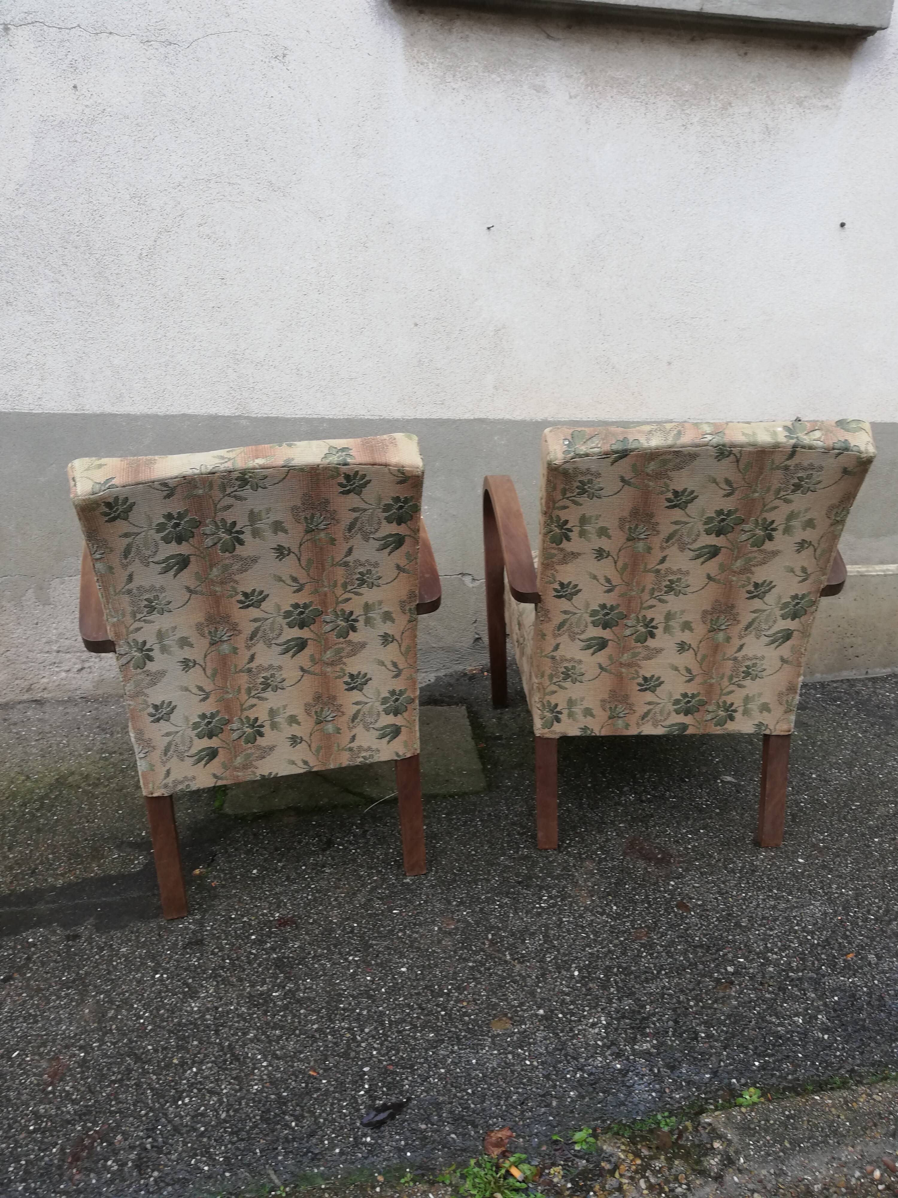 Paire de fauteuils années 50 tissu fleuri