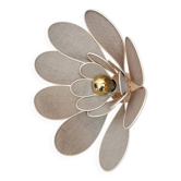 Flower wall light made of rattan and natural linen petals
