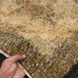 Tapis Oushak jaune 4x7 tapis vintage, tapis surteint jaune, tapis pour vivre MOON.148