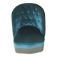Fauteuil Crapaud en velours capitonné bleu acier
