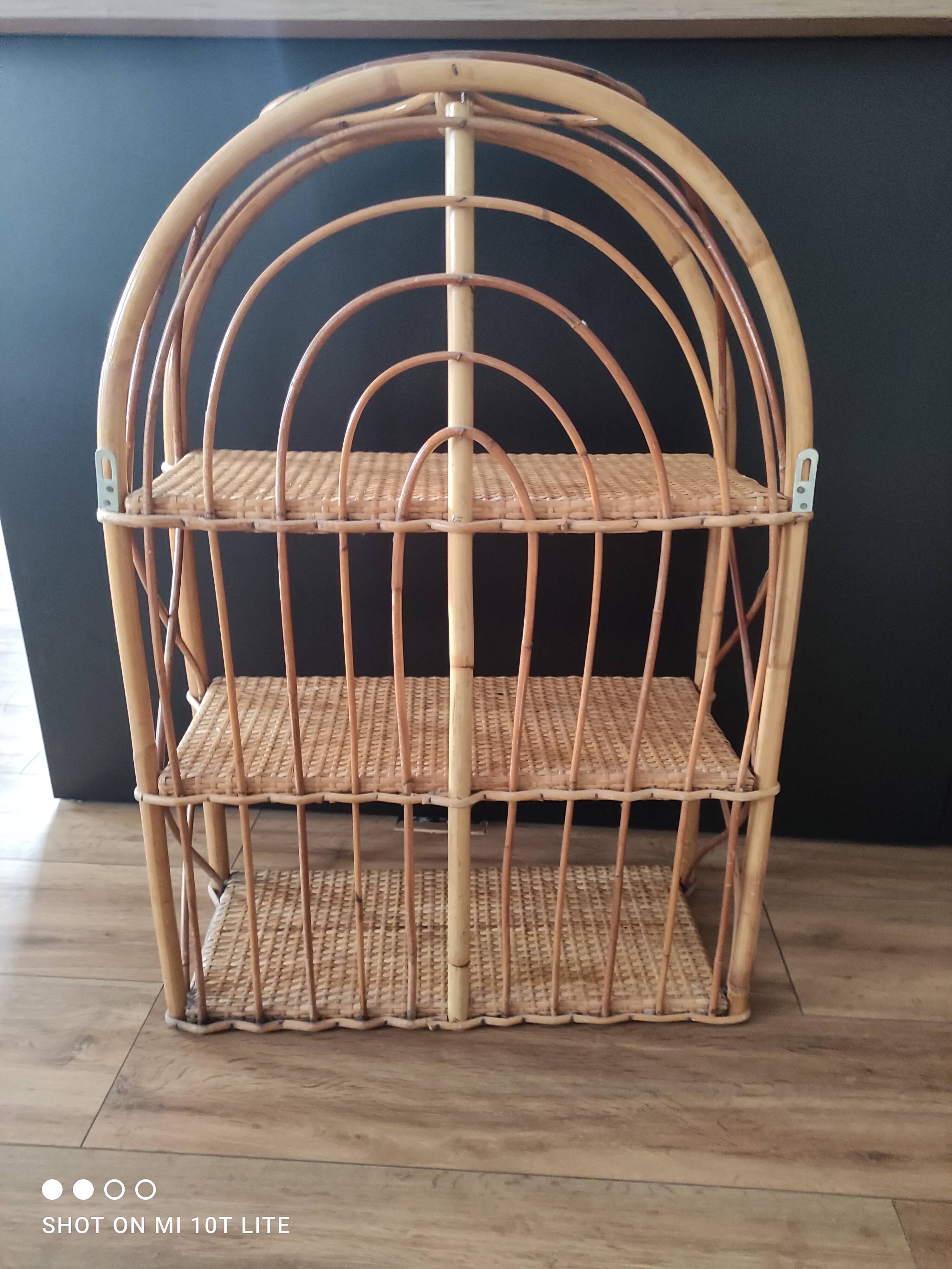 Shelf arch vintage rattan light honey 3 levels