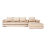 Canapé d'angle kopenhaga en velours beige, design scandinave